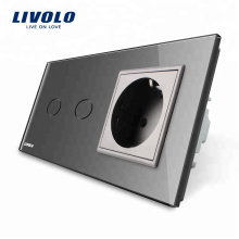 Livolo 16A EU Toma de corriente de pared estándar con interruptor táctil VL-C702-15 / VL-C7C1EU-15